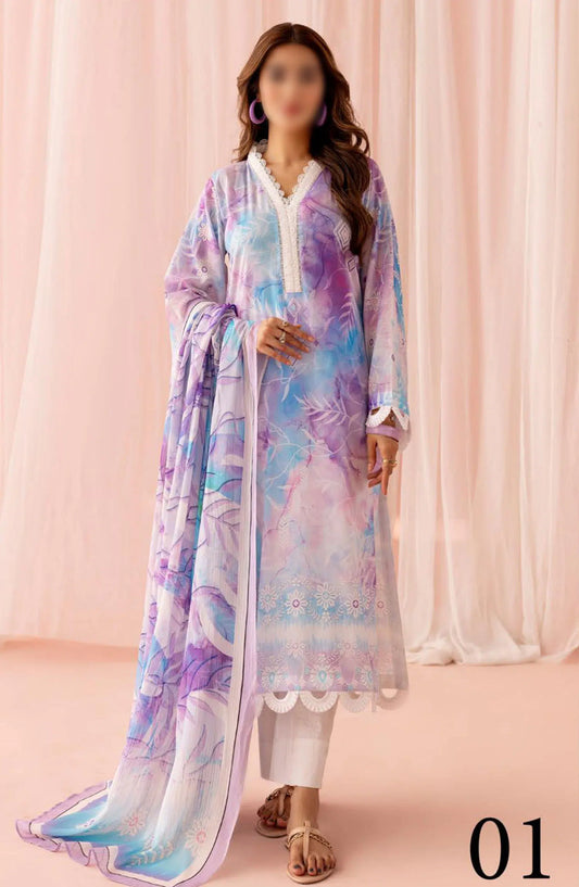 Zarkis Printed Lawn Collection By Riaz Arts - DESIGN-01