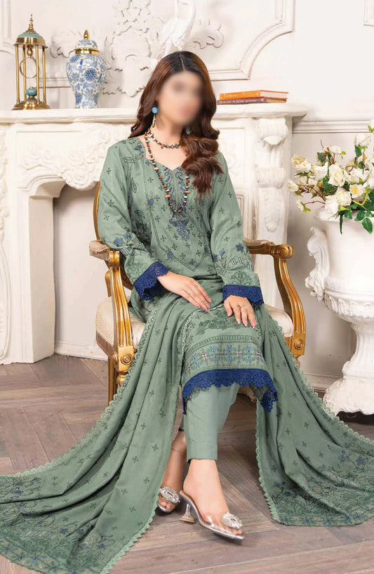 Shagun Premium Embroidered Dhanak Collection By Riaz Arts - Design 01