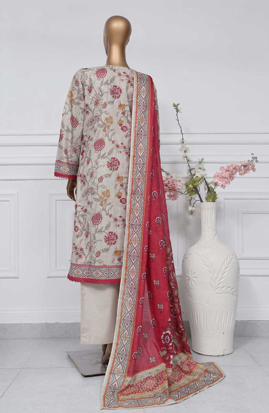 Sadabahar Printed Lawn Stitched 3 Piece - D-01 - SBD25PL - Grey - Summer Collection