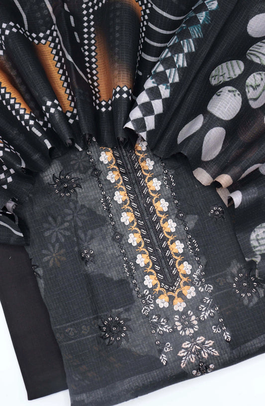 Kinza Unstitched 3 Piece Bana Dora Lawn Collection - Design 01