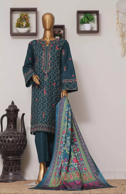 Bin Saeed Exclusive Slub Embroidered Khaddar with Shawl Collection Vol 02 - Design 01