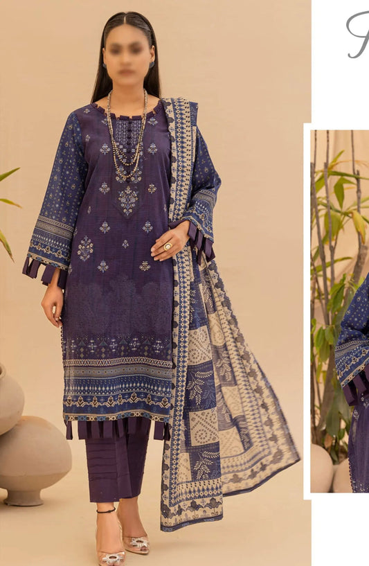 Jasmine Lawn Dora Digital Print and Embroidered Collection Vol 16 - Design 01