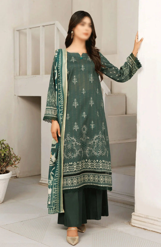 Jasmine Lawn Slub Digital Print and Embroidered Collection Vol 17 - Design 01