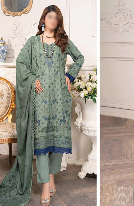 Shagun Premium Embroidered Dhanak Collection By Riaz Arts - Design 01