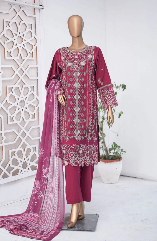 Bin Saeed Luxury Embroidered With Chiffon Dupatta - Design 01