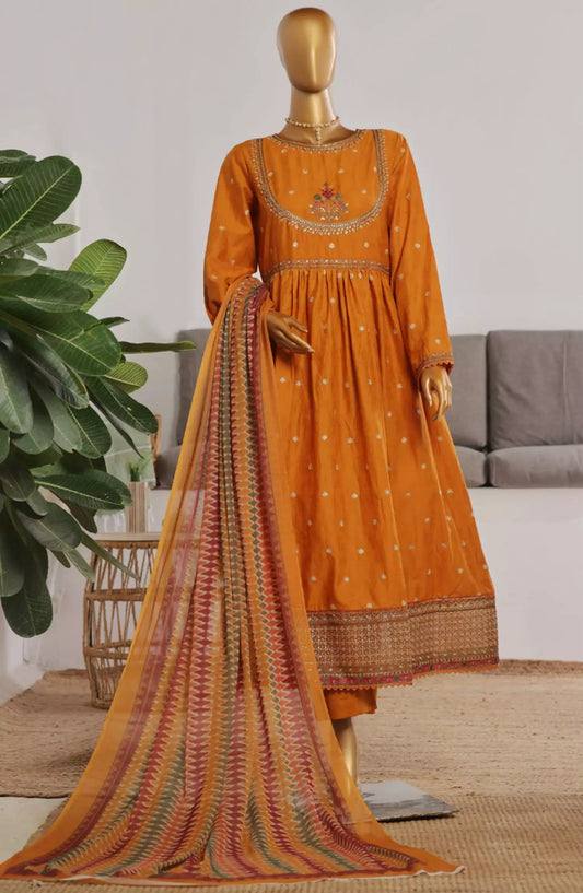 Bin Saeed Embroidered Frocks Jacquard Festive Collection Vol 01 - DESIGN-01