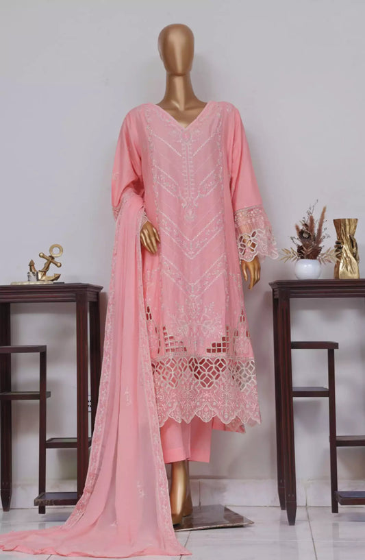 Bin Saeed Luxury Self Embroidered Frock 3 Pc Collection - Design 01