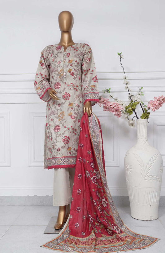 Sadabahar Printed Lawn Stitched 3 Piece - D-01 - SBD25PL - Grey - Summer Collection