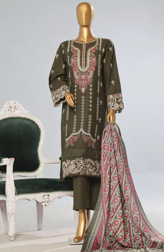 Bin Saeed Exclusive Slub Embroidered Khaddar with Shawl Collection Vol 01 - Design 01