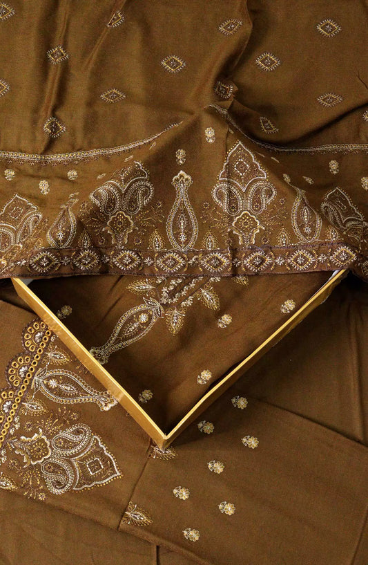 Gul E Mina Embroidered Leather Peach Collection - GME-DESIGN-01