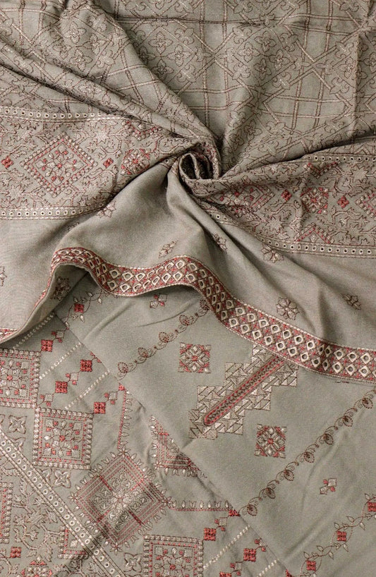 Kasa-e-Dil Classic Embroidered Leather Peach Collection-Design 01