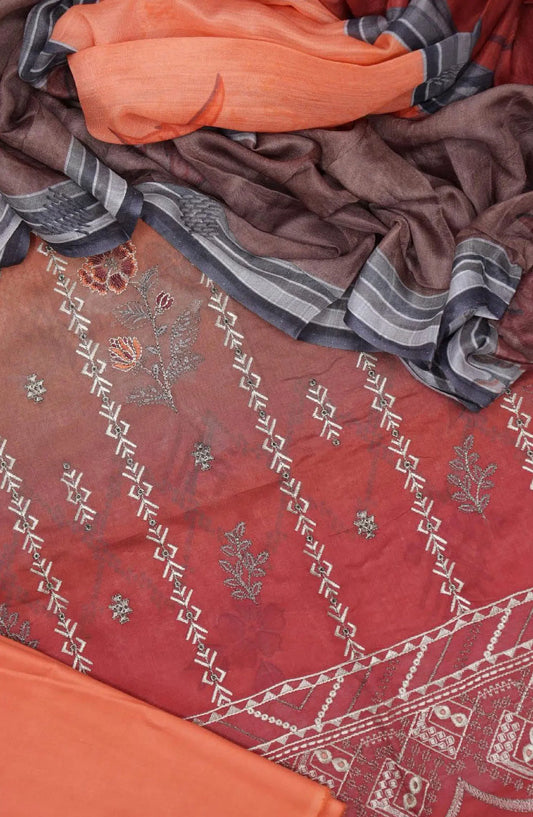 Hamna Unstitched Embroidered Lawn Collection 2024 With Diamond Dupatta - Design 02