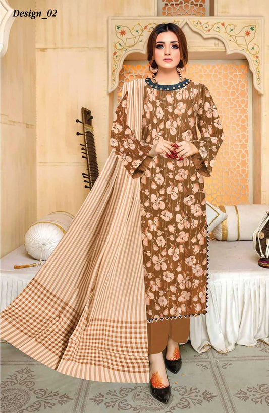Riwaj by Riaz Arts Printed Lawn Unstitched 3 Piece - D-02 - RA25RL - Rust - Summer Collection