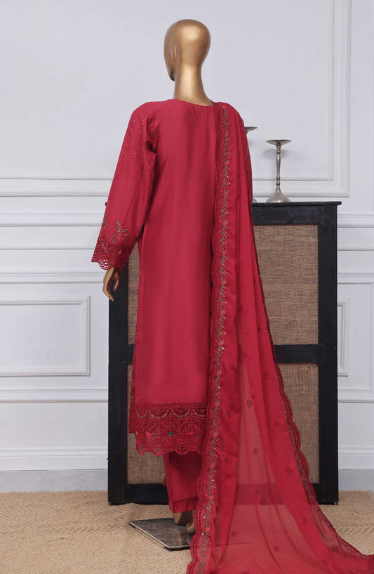 Sadabahar Embroidered Rod cotton Stitched 3 Piece - D-02 - SDB25LP - Red - Festive Collection
