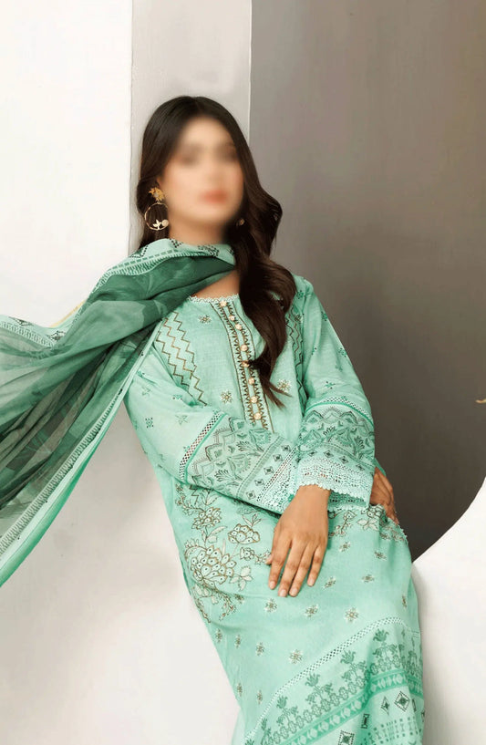 Jasmine Lawn Slub Digital Print and Embroidered Collection Vol 17 - Design 02