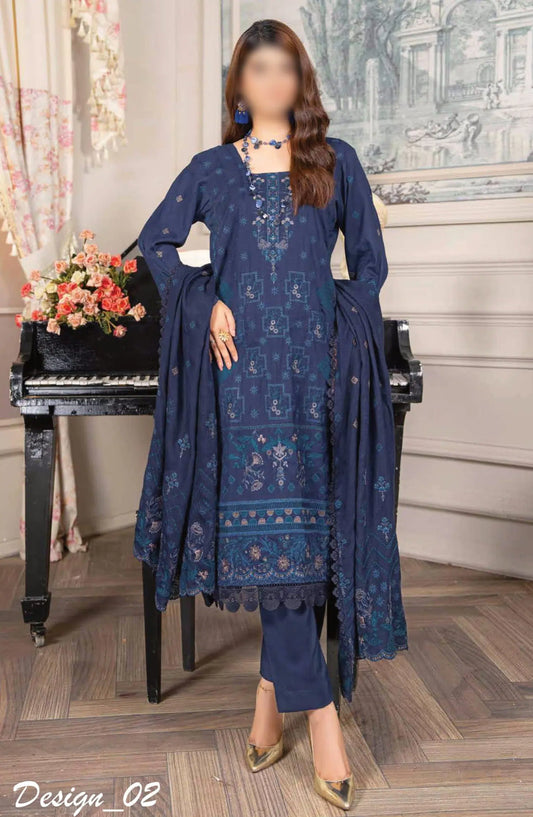 Shagun Premium Embroidered Dhanak Collection By Riaz Arts - Design 02