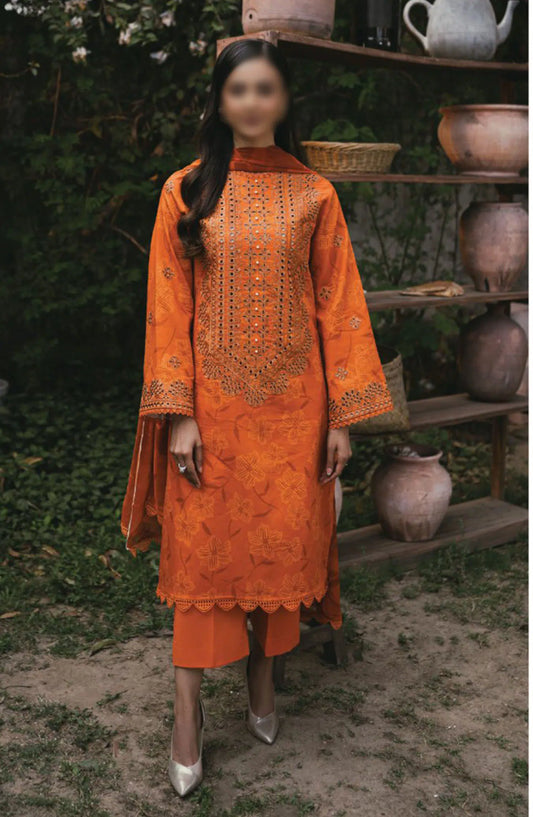 Gardenia Vol 02 Embroidered Print Lawn Collection By Humdum - Design 02
