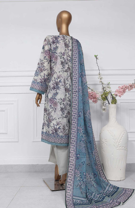 Sadabahar Printed Lawn Stitched 3 Piece - D-02 - SBD25PL - Light Grey - Summer Collection