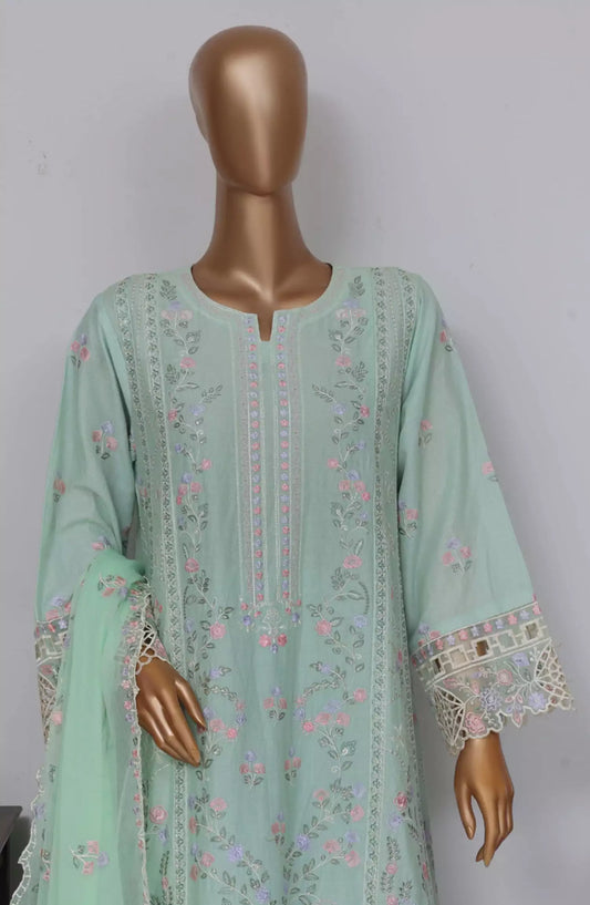 Bin Saeed Luxury Self Embroidered Frock 3 Pc Collection - Design 02