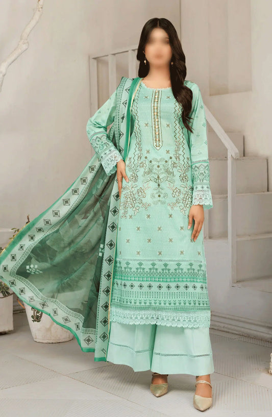Jasmine Lawn Slub Digital Print and Embroidered Collection Vol 17 - Design 02