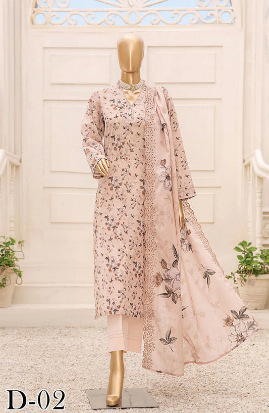 Tarzz Printed Lawn Collection With Emb Voile Dupatta Vol.1 - Design 02