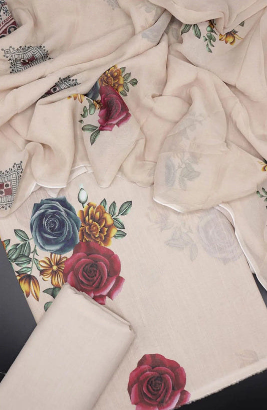 Floral Prints Unstitched Digital Printed Lawn Collection 2024 by Amna Khadija - Design 03