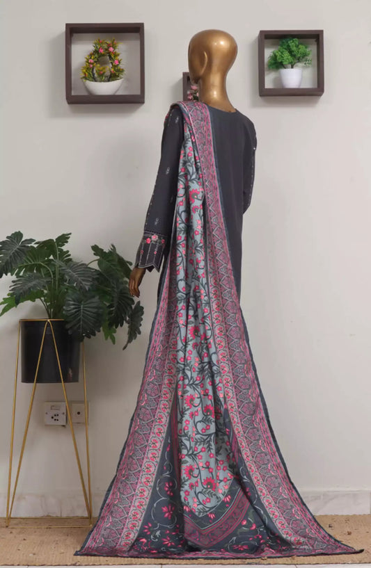 Bin Saeed Exclusive Slub Embroidered Khaddar with Shawl Collection Vol 02 - Design 03