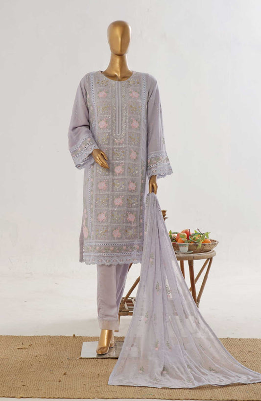 Bin Saeed Embroidered Chiffon Unstitched 3 Piece - D-03 - BS25EC - Lavender - Festive Collection