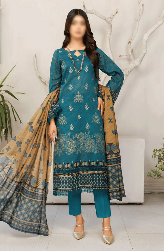 Jasmine Lawn Slub Digital Print and Embroidered Collection Vol 17 - Design 03