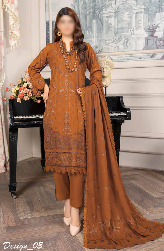 Shagun Premium Embroidered Dhanak Collection By Riaz Arts - Design 03
