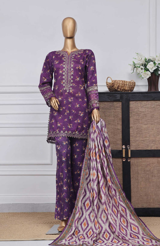 Malika by Sadabahar Embroidered Stitched 3 Piece - D-03 - SD25M - Purple - Summer Collection