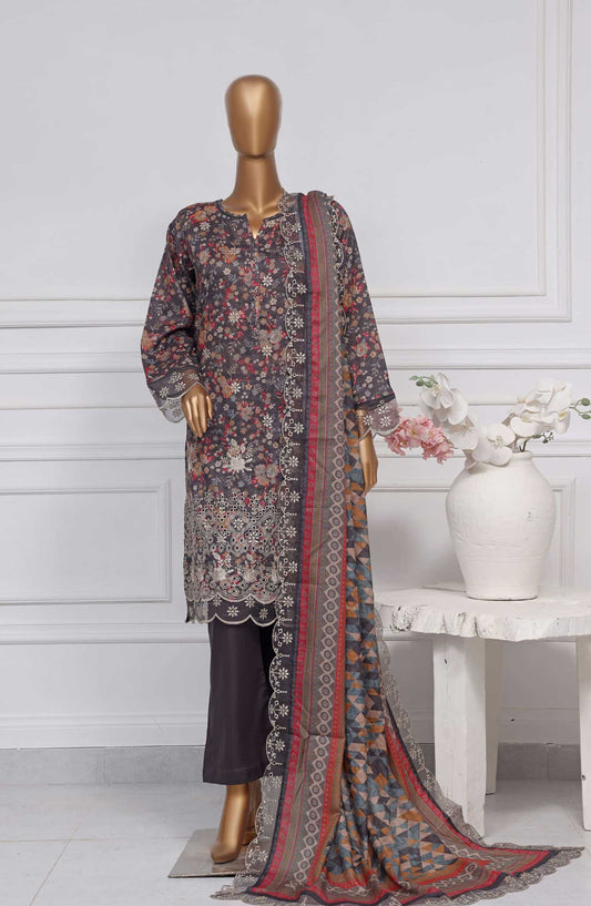 Amyrah by Sadabahar Embroidered Lawn Stitched 3 Piece Suit - D-03 - SD25AL - Dark Grey - Summer Collection