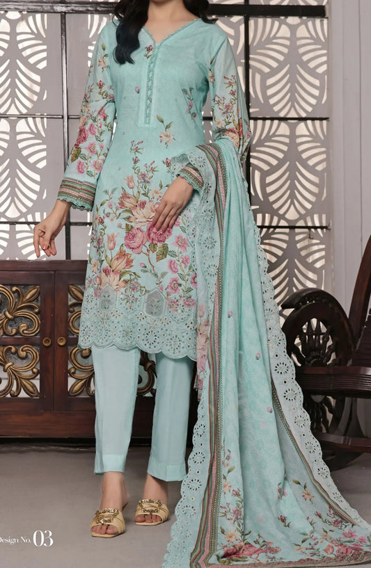 Zynah Digital Chickenkari Lawn Collection VOl 01 By VS Textiles - Design 03