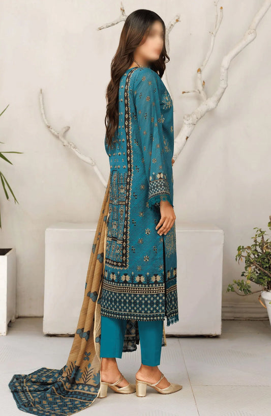 Jasmine Lawn Slub Digital Print and Embroidered Collection Vol 17 - Design 03