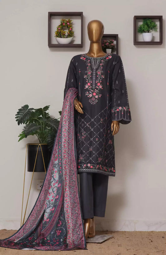 Bin Saeed Exclusive Slub Embroidered Khaddar with Shawl Collection Vol 02 - Design 03