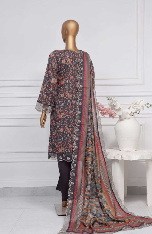 Amyrah by Sadabahar Embroidered Lawn Stitched 3 Piece Suit - D-03 - SD25AL - Dark Grey - Summer Collection