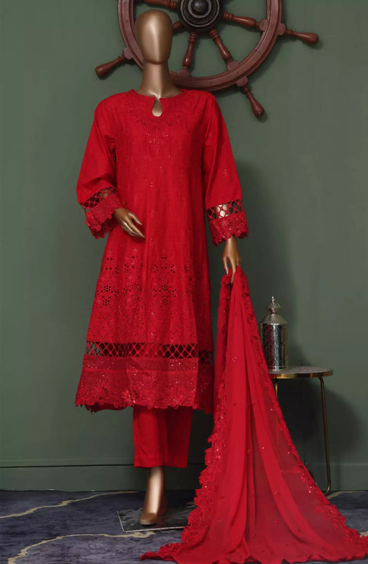 Bin Saeed Luxury Self Embroidered Frock 3 Pc Collection - Design 03