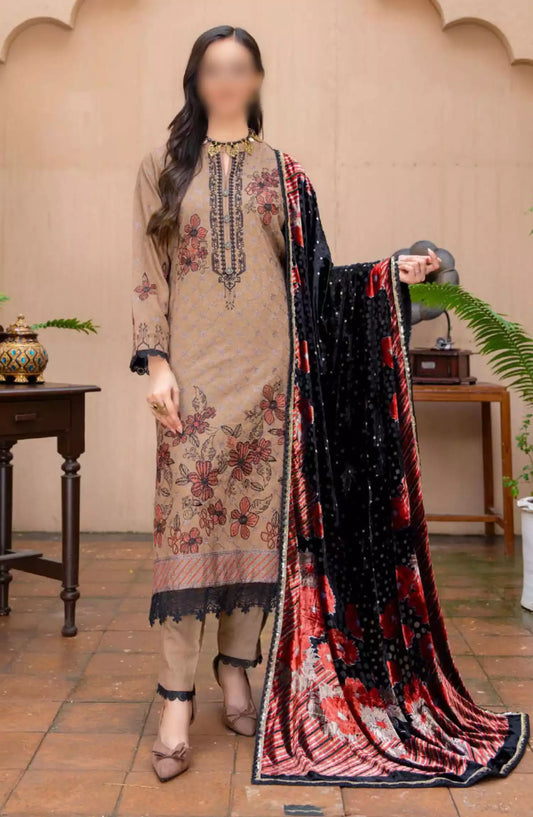 Queen Winter Palachi Shawl Embroidered Collection - Design 03
