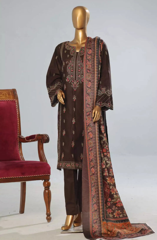 Bin Saeed Exclusive Slub Embroidered Khaddar with Shawl Collection Vol 01 - Design 03