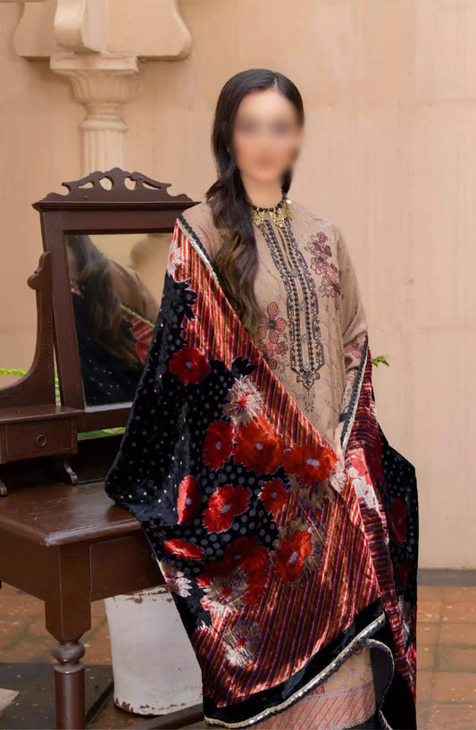 Queen Winter Palachi Shawl Embroidered Collection - Design 03