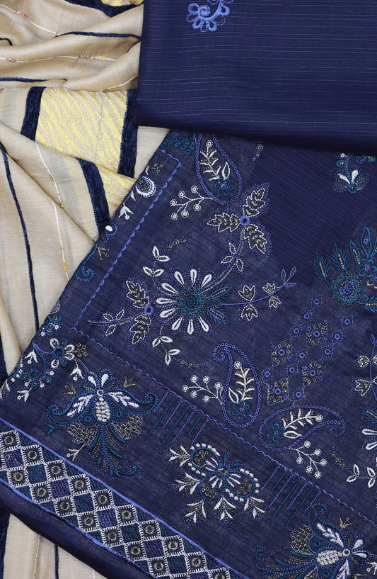 Lavish Unstitched Luxury Embroidered Lawn With Fancy Dupatta Collection 2024 - Design 03
