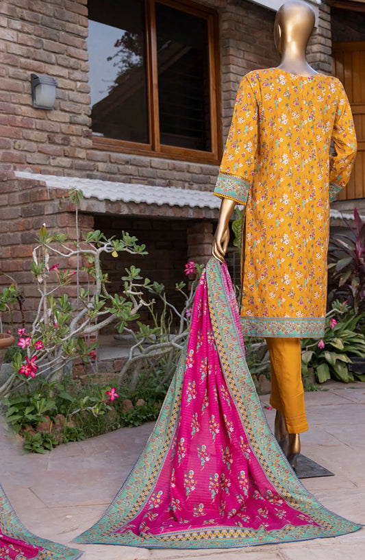 HZ RTW Prints Gardenia 3 Pcs Collection - DESIGN-03 MUSTARD