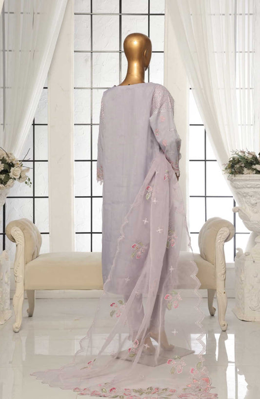 Bin Saeed Embroidered Organza Stitched 3 Piece - D-04 - BS25EO - Lavender - Festive Collection