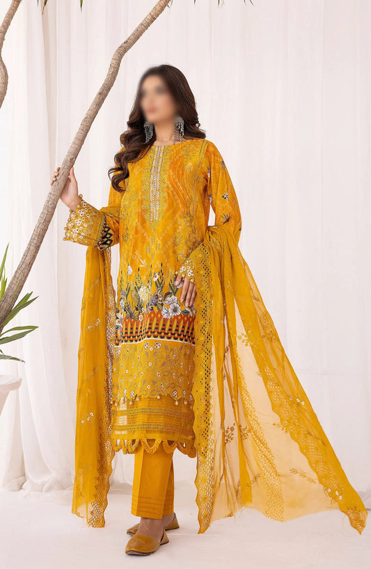 Bunai Digital Printed and Embroidered Swiss Voile Collection - Design 04