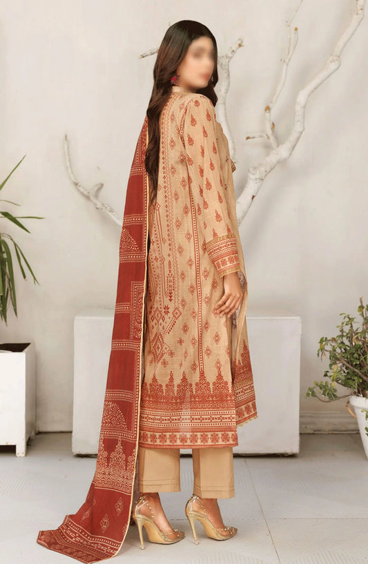 Jasmine Lawn Slub Digital Print and Embroidered Collection Vol 17 - Design 04