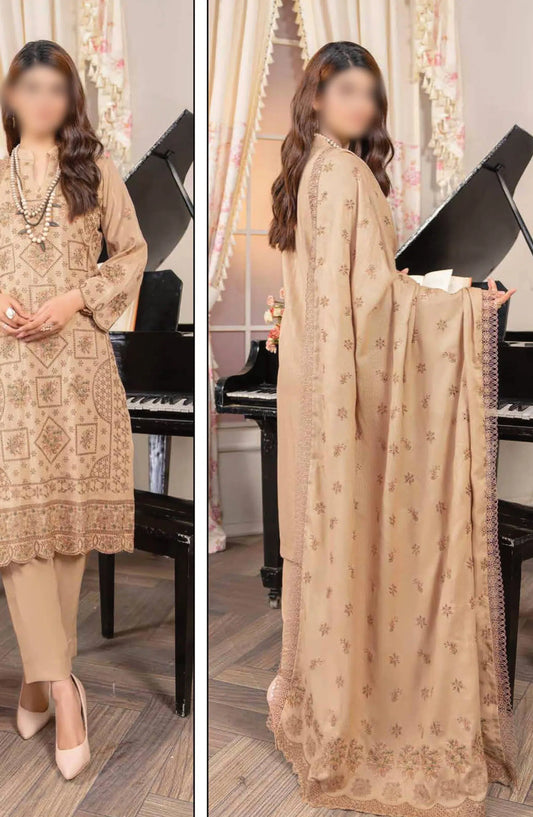 Shagun Premium Embroidered Dhanak Collection By Riaz Arts - Design 04