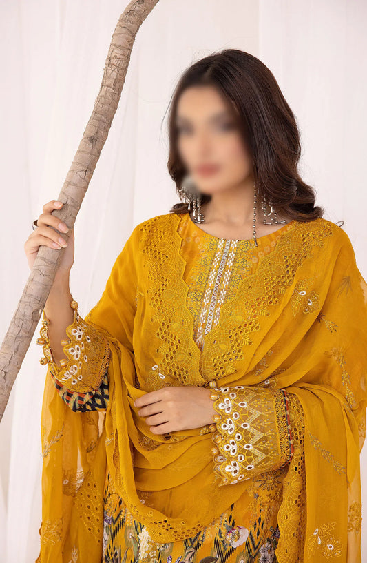 Bunai Digital Printed and Embroidered Swiss Voile Collection - Design 04