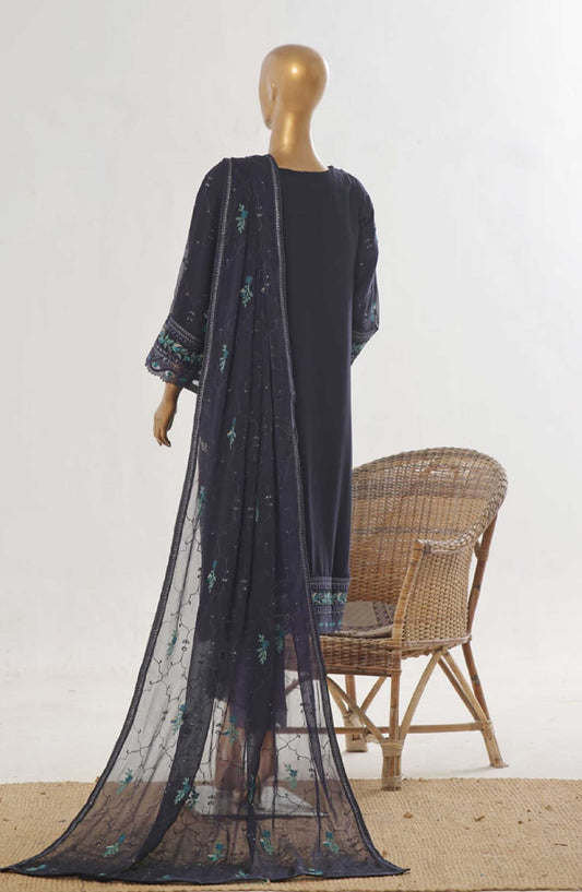 Bin Saeed Embroidered Chiffon Unstitched 3 Piece - D-04 - BS25EC - Dark Grey - Festive Collection