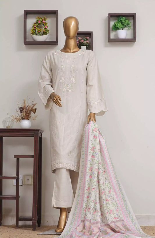 Bin Saeed Exclusive Slub Embroidered Khaddar with Shawl Collection Vol 02 - Design 04