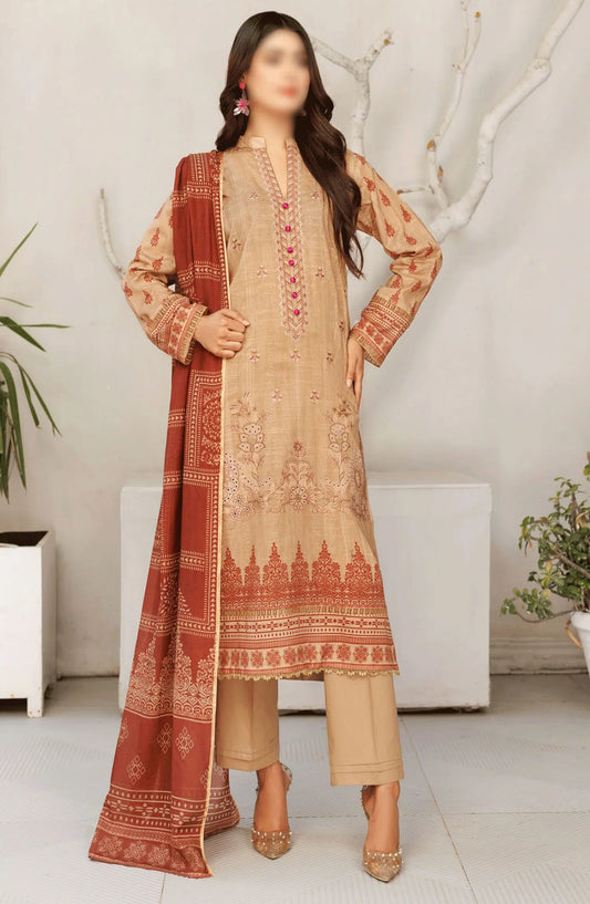Jasmine Lawn Slub Digital Print and Embroidered Collection Vol 17 - Design 04